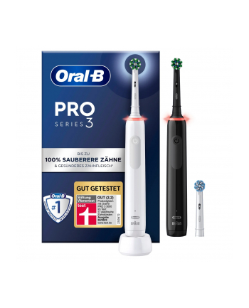 Braun Oral-B Pro 3 3900 Gift Edition, Electric Toothbrush (Kolor: BIAŁY/Kolor: CZARNY, incl. 2nd handpiece)