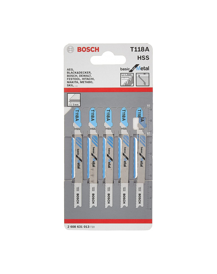 bosch powertools Bosch jigsaw blade T 121 AF Speed for Metal, 92mm (5 pieces) główny