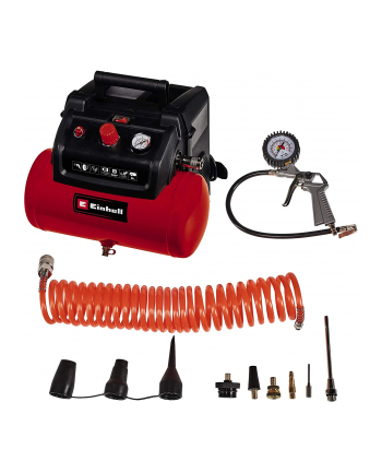 Einhell Compressor TC-AC 190/6/8 OF Set (red/Kolor: CZARNY, 1,200 watts, tire inflator, compressed air hose)