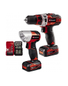 Einhell Cordless Drill TE-CD 12/1 +22+CL, 12V (red/Kolor: CZARNY, 2x Li-Ion battery 2Ah, 22-piece bit and drill set + battery light) - nr 1