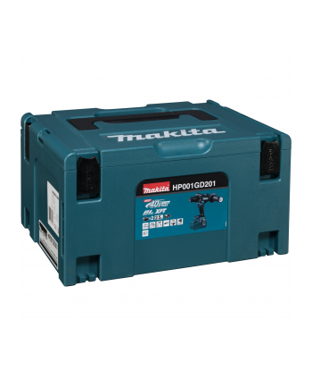 Makita Cordless impact drill HP001GD201 XGT, 40V (blue/Kolor: CZARNY, 2x Li-Ion XGT battery 2.5Ah, MAKPAC)