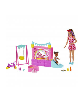 Mattel Barbie Skipper Babysitters Inc. Bouncy Castle with Skipper Toddler and Accessories Backdrop (Doll House, Barbie Dream House with Accessories)