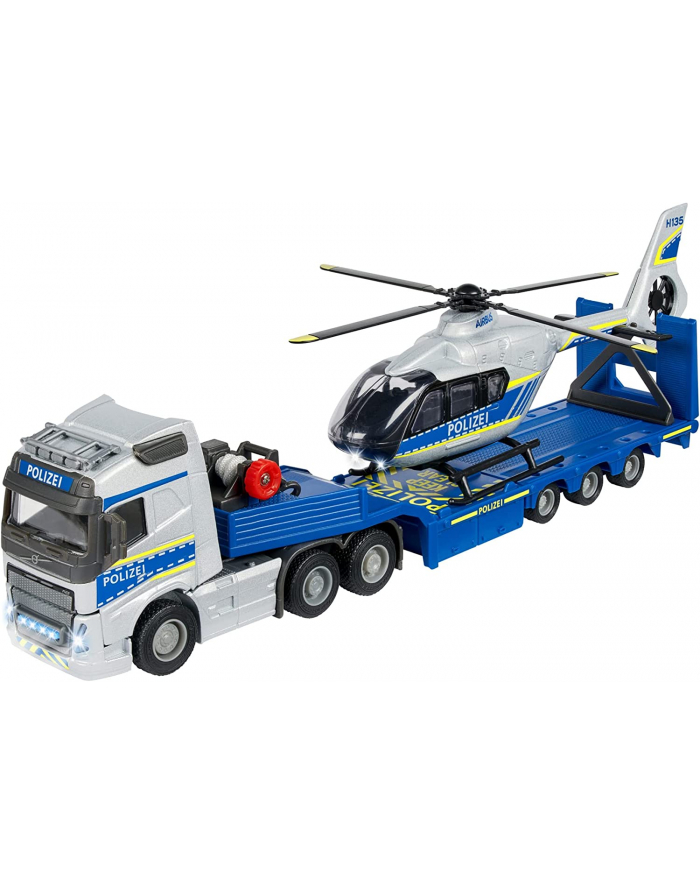 Majorette Volvo Police Transporter FH-16 Truck with Trailer and Airbus Helicopter Toy Vehicle (blue/silver) główny