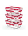 Emsa CLIP ' CLOSE glass food storage jar set 0.45 liters (transparent/red, rectangular, 3 jars + 3 lids) - nr 1