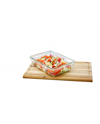 Emsa CLIP ' CLOSE glass food storage jar set 0.45 liters (transparent/red, rectangular, 3 jars + 3 lids)