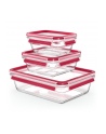 Emsa CLIP ' CLOSE glass food storage jar, 3-piece set (transparent/red, rectangular, 3 jars + 3 lids) - nr 1