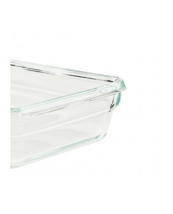 Emsa CLIP ' CLOSE glass food storage jar, 3-piece set (transparent/red, rectangular, 3 jars + 3 lids)