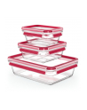 Emsa CLIP ' CLOSE glass food storage jar, 3-piece set (transparent/red, rectangular, 3 jars + 3 lids) - nr 3
