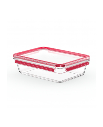 Emsa CLIP ' CLOSE glass food storage container 2.0 liters (transparent/red, rectangular)
