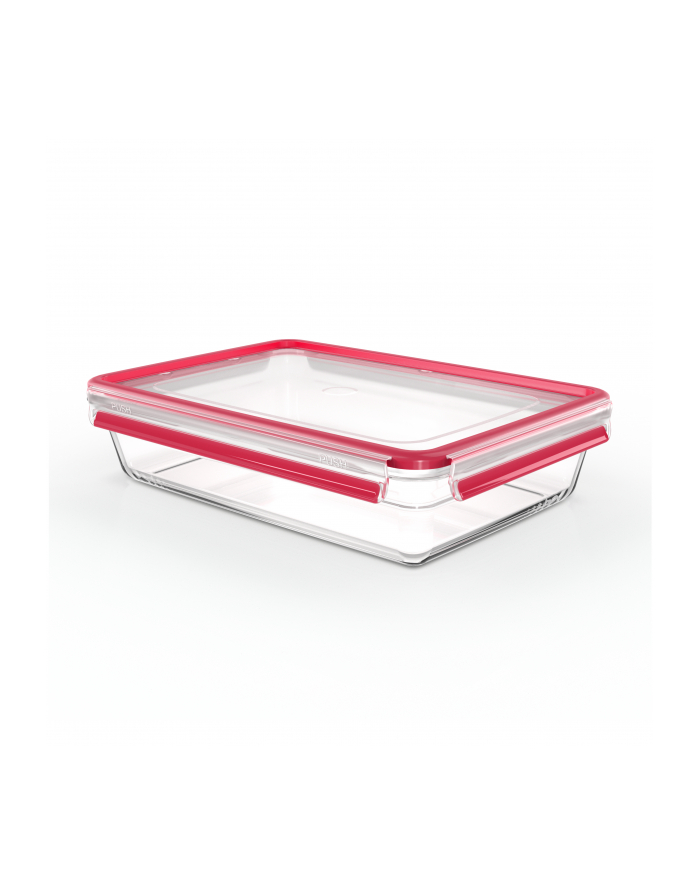 Emsa CLIP ' CLOSE glass food storage container 3.0 liters (transparent/red, rectangular) główny