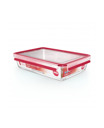 Emsa CLIP ' CLOSE glass food storage container 3.0 liters (transparent/red, rectangular)