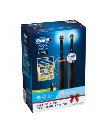 Braun Oral-B Pro 3 3900 Kolor: CZARNY Edition, electric toothbrush (Kolor: CZARNY, incl. 2nd handpiece)