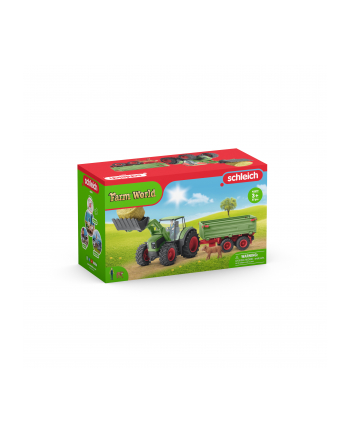 Schleich Farm World tractor with trailer, toy vehicle (green/red)