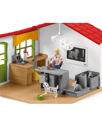 Schleich Farm World veterinary practice with pets, toy figure