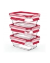 Emsa CLIP ' CLOSE glass food storage jar set 0.45 liters (transparent/red, rectangular, 3 jars + 3 lids) - nr 3