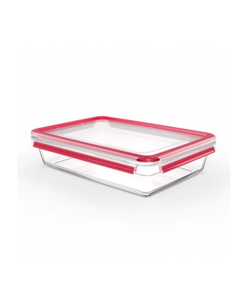 Emsa CLIP ' CLOSE glass food storage container 3.0 liters (transparent/red, rectangular)