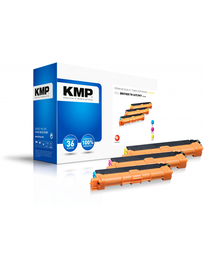 Kmp Toner, zestaw Zamiennik Brother TN-247C, TN-247M, TN-247Y, TN247C, TN247M, TN247Y Cyjan, Magenta, Żółty 2300 Seiten B-T125X (BT125X) główny