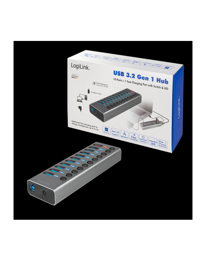 LogiLink USB 3.2 Gen 1 hub Szary (UA0388) główny