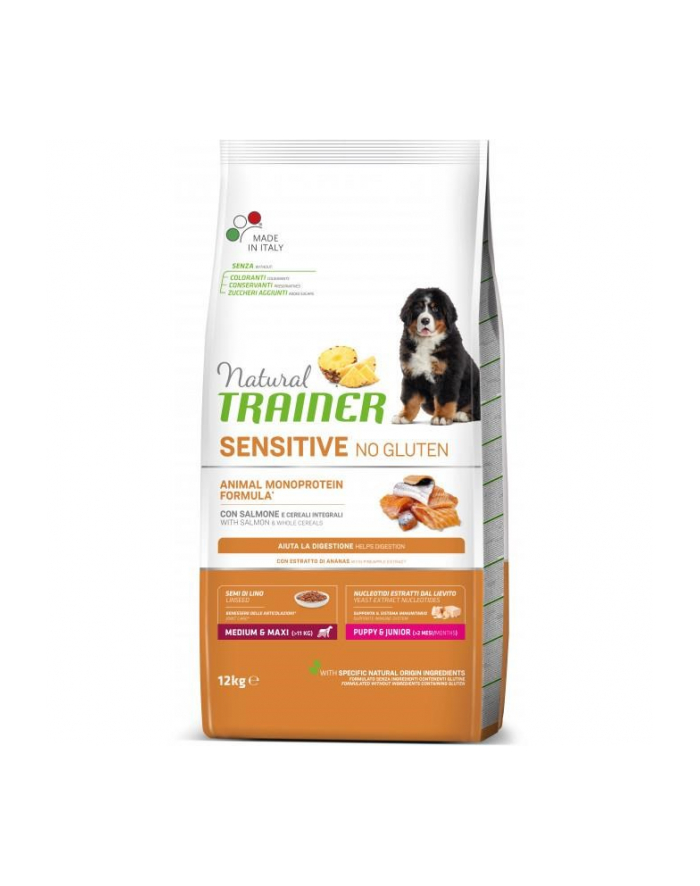 Trainer Natural Sensitive Bez Glutenu Puppy&Jun M/M Łosoś 12Kg główny