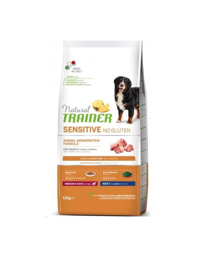 Trainer Natural Sensitive No Gluten Adult Medium Maxi Wieprzowina 12Kg główny