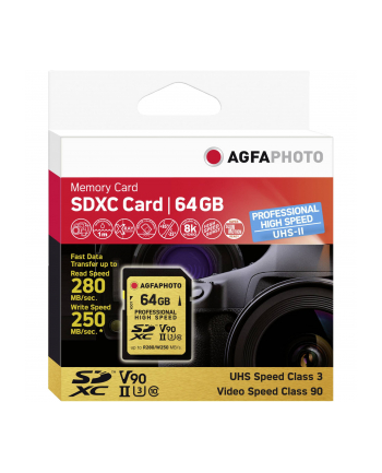 AgfaPhoto SDXC UHS II 64GB Professional High Speed U3 V90