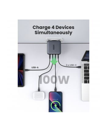 ŁADOWARKA UGREEN CD226 CHARGER USB QC3.0 USB-C PD 100W BLACK