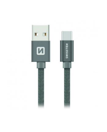 Swissten Kabel USB - USB Typ - C Textile 0,2m Szary (71521102)