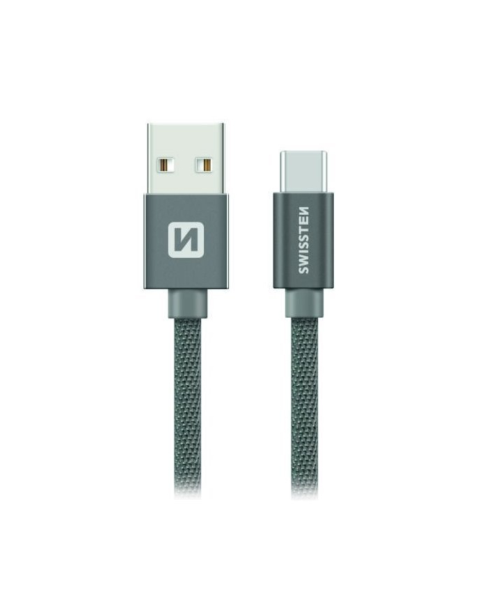 Swissten Kabel USB - USB Typ - C Textile 0,2m Szary (71521102) główny