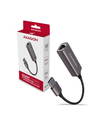axagon Karta sieciowa Gigabit Ethernet adapter AD-E-TR, USB-A 3.2 Gen 1, instalacja automatyczna, metal, titan grey