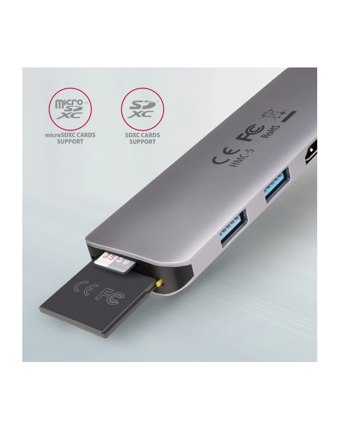 axagon Wieloportowy hub HMC-5 2x USB-A, HDMI, SD/microSD, USB 3.2 Gen 1, PD 100W, 20cm USB-C kabel główny