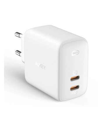 aukey Ładowarka sieciowa PA-B4 Omnia GaN 2xUSB C Power Delivery 3.0 65W 6A Biała