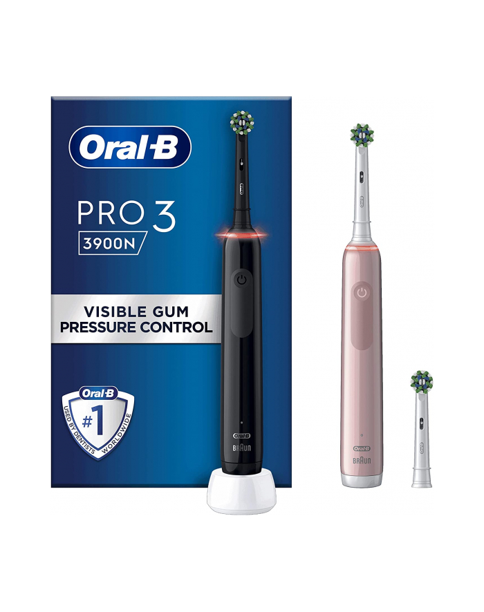 Braun Oral-B Pro 3 3900N Gift Edition, electric toothbrush (Kolor: CZARNY/pink, incl. 2nd handpiece) główny