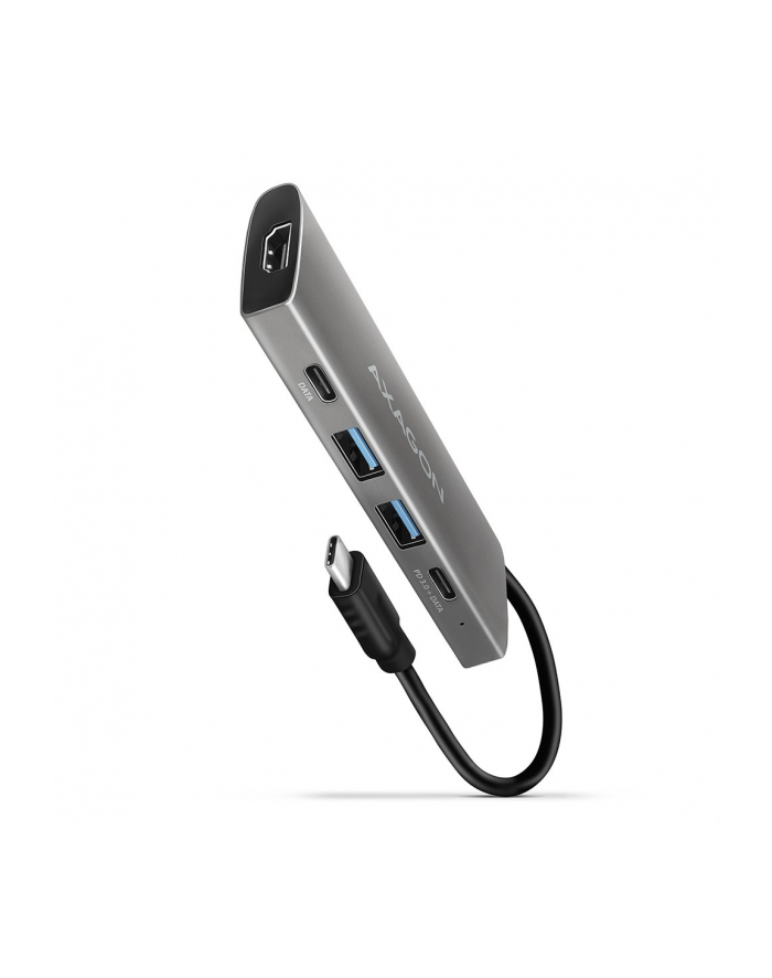 axagon Wieloportowy hub szerokopasmowy HMC-5G2 2x USB-A + 2x USB-C + HDMI, USB-C 3.2 Gen 2 10Gbps, PD 60W, 13cm USB-C kabel główny