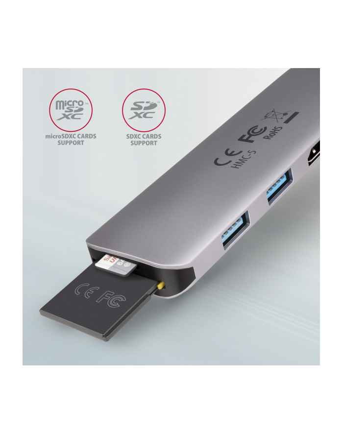 axagon Wieloportowy hub HMC-5 2x USB-A, HDMI, SD/microSD, USB 3.2 Gen 1, PD 100W, 20cm USB-C kabel główny