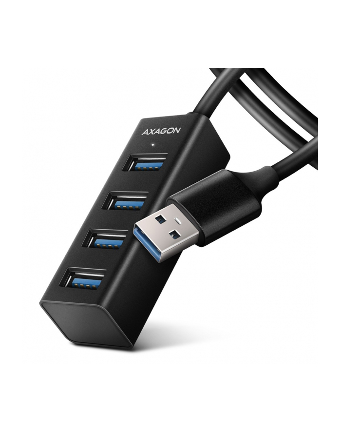 axagon Hub 4-portowy Mini metalowy USB 3.2 Gen 1 HUE-M1AL, 1.2m USB-A kabel główny