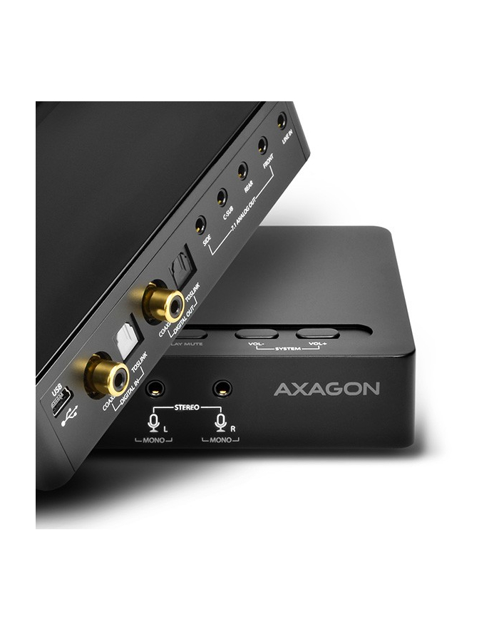 axagon Zewnętrzna karta dzwiękowa ADA-71, Soundbox USB real 7.1 audio adapter, SPDIF in/out główny