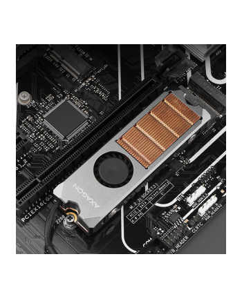 axagon Miedziany radiator z wentylatorem do dwustronnych dysków M.2 SSD CLR-M2FAN, wysokość 13cm