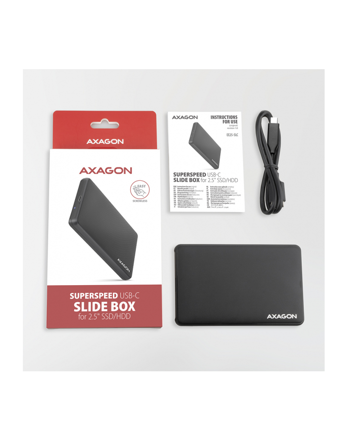 axagon Obudowa zewnętrzna plastikowa EE25-SLC, USB-C 3.2 GEN 1 SATA 6G 2.5cali główny