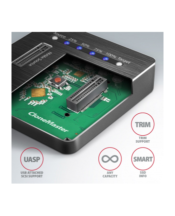 axagon Stacja dokująca ADSA-M2C, USB-C 3.2 Gen 2 - 2x M.2 NVMe SSD CLONE MASTER