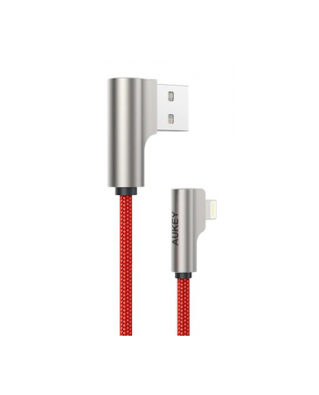 aukey CB-AL04 Czerwony OEM nylonowy kabel USB - Lightning | 1m | wtyki90 stopni | certyfikat MFi