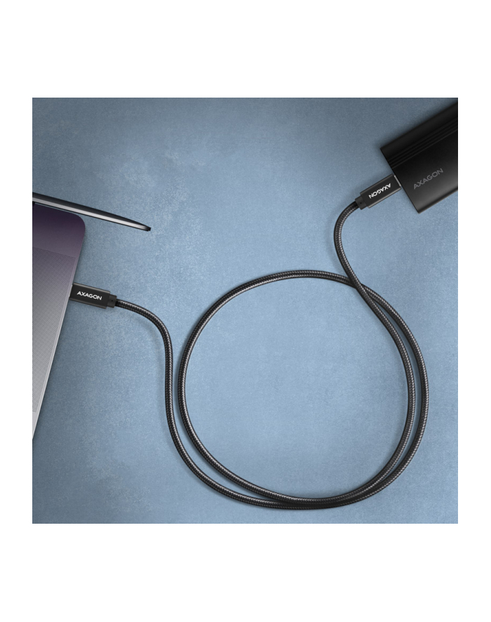 axagon Kabel USB-C - USB-A 3.2 Gen 2 BUCM32-CM20AB, 2m, PD 100W, 5A, 4K HD, ALU, oplot, czarny główny