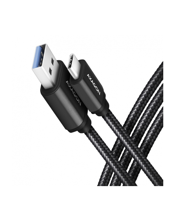 axagon Kabel USB-C - USB-A 2m USB 3.2 Gen 1, 3A, ALU, oplot BUCM3-AM20AB, czarny główny