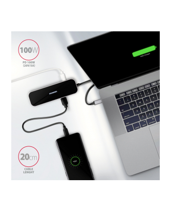 axagon Karta sieciowa HMC-6GL 3x USB-A, HDMI, RJ-45, USB 3.2 Gen 1 hub, PD 100W 20cm USB-C kabel