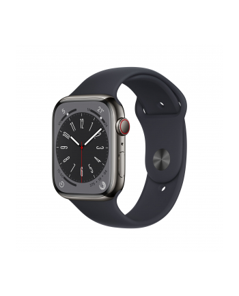 Apple Watch Series 8 Cell Smartwatch (graphite midnight, 45mm, Edelstahl, Sport Band) MNKU3FD/A