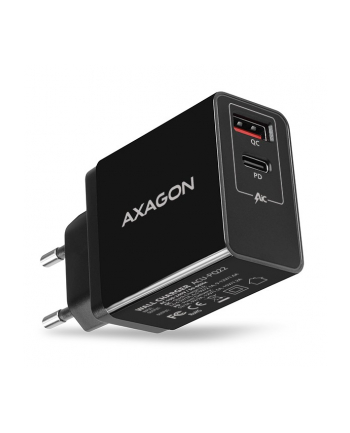axagon Ładowarka sieciowa ACU-PQ22, PD ' QC 22W, 2x port (USB-A + USB-C), PD3.0/QC3.0/AFC/FCP/Apple, czarna