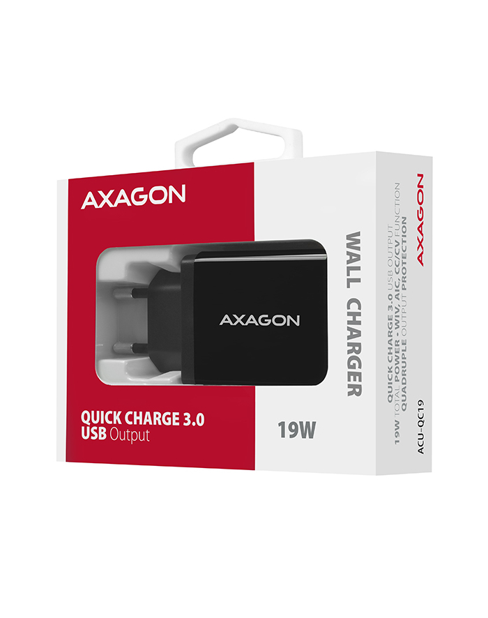 axagon Ładowarka sieciowa ACU-QC19, QC 19W, 1x port USB-A, QC3.0/AFC/FCP/SMART główny