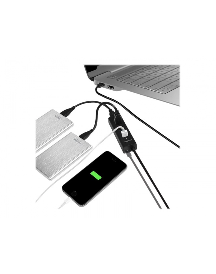 axagon HUB 4-portowy HUE-S2BL USB 3.2 Gen 1 charging hub 1.2m   kabel micro USB główny