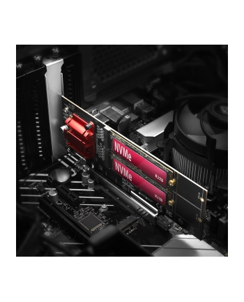axagon Karta rozszerzeń PCEM2-ND, PCIe x 8 kontroler 2x slot M.2 NVMe M-key RAID wsparcie dla płyt bez bifurkacji, w zestawie LP