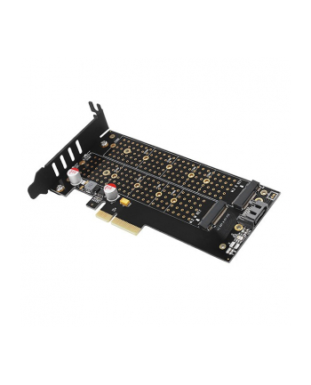axagon Adapter wewnętrzny PCIe x4 M.2 NVMe M-key + SATAB-key slot, chłodnica, LP, PCEM2-DC