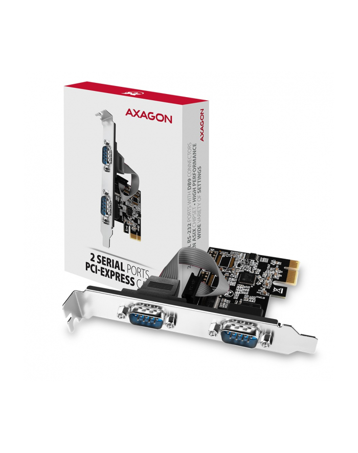 axagon Karta PCIe PCEA-S2N, 2x port szeregowy RS232 250 Kbpsw zestawie LP główny